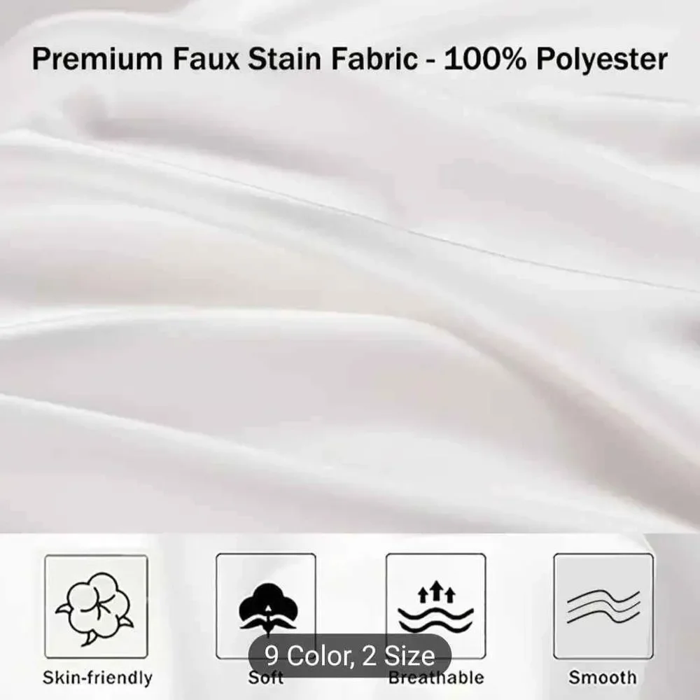 Choice of Set of 2 standard faux satin pillowcases-Pink